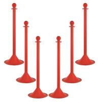 44F754 Light Duty Stanchion, Red, PK 6