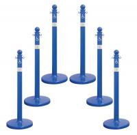 44F760 Handicap Med Duty Stanchion, Blue, PK 6