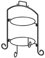 45U775 Round Plate Stand, Black, Iron, 2 Tier, 9 In