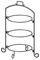 45U778 Round Plate Stand, Black, Iron, 3 Tier, 12In