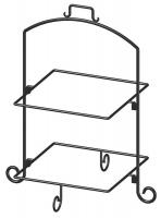 45U779 Square Plate Stand, Blk, Iron, 2 Tier, 13In