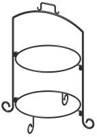 45U780 Square Plate Stand, Blk, Iron, 2 Tier, 14In