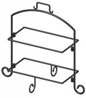 45U781 Rect Plate Stand, Blk, Iron, 2 Tier, 11x20In