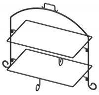 45U782 Rect Plate Stand, Blk, Iron, 2 Tier, 13x21In
