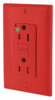45W740 GFCI , Tamper Resistant Shallow, Red, 15A