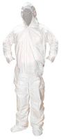 46D142 Hooded Disposable Coverall, White, 2X, PK25