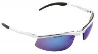 46F403 Safety Glasses, Silver Fr, Blue Mir Lens