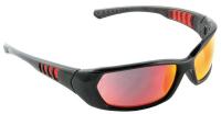 46F409 Safety Glasses, Blk Fr, Red Mirror Lens