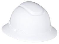 46G030 Hard Hat, Full Brim, 4pt. Ratchet, White