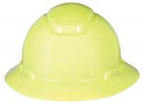 46G038 Hard Hat, Full Brim, 4pt. Rtch, Hi-Viz Ylw