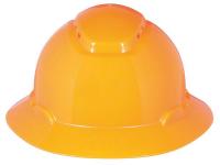 46G047 Hard Hat, Full Brim, 4pt. Rtch, Hi-Viz Or