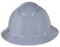 46G048 Hard Hat, Full Brim, 4pt. Ratchet, Gray