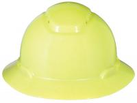 46G049 Hard Hat, Full Brim, 4pt. Rtch, Hi-Viz Ylw