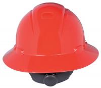 46G056 Hard Hat, Full Brim, 4pt. Ratchet, Red