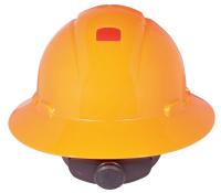 46G069 Hard Hat, Full Brim, 4pt. Rtch, Hi-Viz Or