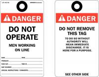 48W920 Danger Tag, 9-1/2 x 4In, Red/White, Black