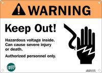 48W928 Warning Sign, 10 x 14In, Orange/Blk/White
