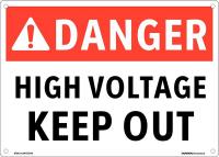 48W933 Danger Sign, 10 x 14In, Red/Blk/Wht, PK 5