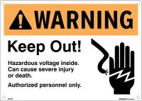 48W941 Warning Sign, 10 x 14In, Orange/Blk/White