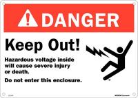 48W942 Danger Sign, 10 x 14In, Red/Blk/Wht, PK 5