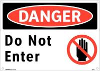 48W946 Danger Sign, 10 x 14In, Blk/Red/Wht, PK 5