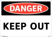 48W948 Danger Sign, 10 x 14In, Blk/Red/Wht, PK 5