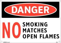 48W950 Danger No Smoking Sign, x10 x 14In, Eng