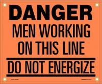 48W965 Danger Sign, 10 x 12In, Black/Orange, PK 5