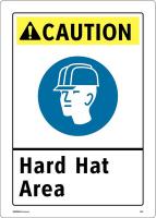 48W973 Caution Sign, 14 x 10In, Yllw/Blk/ble/Wht
