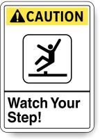 48W978 Caution Sign, 14 x 10In, Yllw/Blk/Wht, Eng