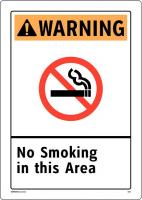 48W987 Warning No Smoking Sign, 10 x 14In, Eng