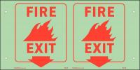 48X005 Fire Exit Sign, 6 x 8-3/4In, Red/White