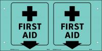 48X009 First Aid Sign, 6 x 8-3/4In, Green/White