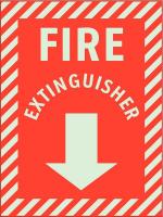 48X016 Fire Exting Sign, 12 x 9In, White/Red