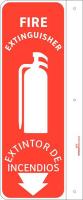 48X022 Fire Extinguisher Sign, 12 x 4In, Red/Wht