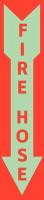 48X023 Fire Hose Sign, 18 x 4In, Red/White