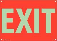 48X026 Exit Sign, 14 x 10In, White/Red