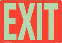 48X027 Exit Sign, 10 x 7In, White/Red