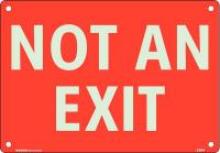 48X029 No Exit Sign, 10 x 7In, White/Red