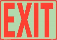 48X031 Exit Sign, 10 x 7In, White/Red