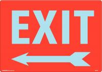 48X034 Exit Sign, 14 x 10In, White/Red