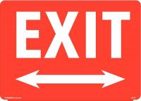 48X037 Exit Sign, 10 x 7In, White/Red