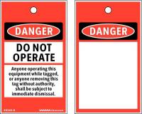 48X049 Lockout Tag, Polyester, Blk/Red/Wht