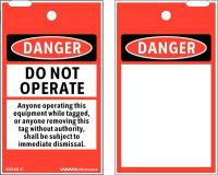 48X051 Lockout Tag, Polyester, Blk/Red/Wht
