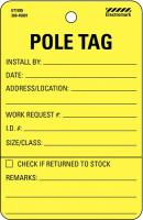 48X109 Pole Tag, 2 x 2-1/2In, White/Red