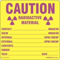 48X254 Caution Label, 6 x 6In, Purple/Yellow