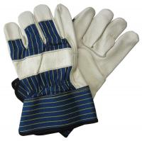 4AJ82 Leather Gloves, Safety Cuff, Blue/Tan, M, PR