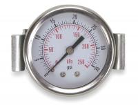 4CEY6 Panel Pressure Gauge, U Clamp, 2 In, 30 Psi