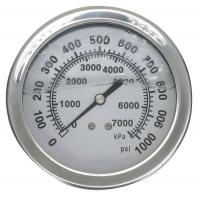 4CFE9 Pressure Gauge, Filled, 1 1/2In, 1000Psi, SS