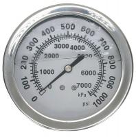 4CFU3 Pressure Gauge, Filled, 2 1/2In, 1000Psi, SS